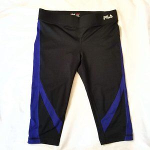 FILA Sport Black & Blue Cropped Capri Legging